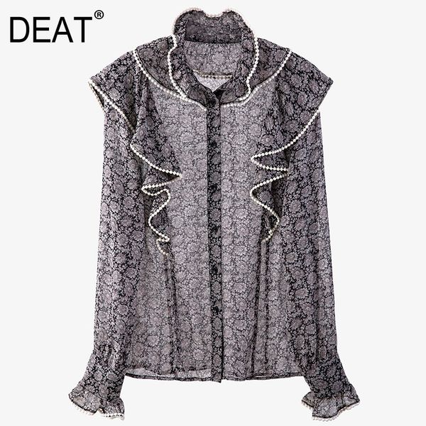 women gray ruffles chiffon blouse ruffled long puff sleeve slim high waist shirt fashion tide summer 7d001239 210421, White
women gray ruffles chiffon blouse ruffled long puff sleeve slim high waist shirt fashion tide summer 7d001239 210421, White