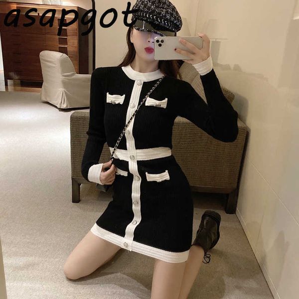 dress autumn retro high waist mini slim o neck full single-breasted knitted dress black white contrast wrap hip bodycon vestido 210610, Black;gray
dress autumn retro high waist mini slim o neck full single-breasted knitted dress black white contrast wrap hip bodycon vestido 210610, Black;gray