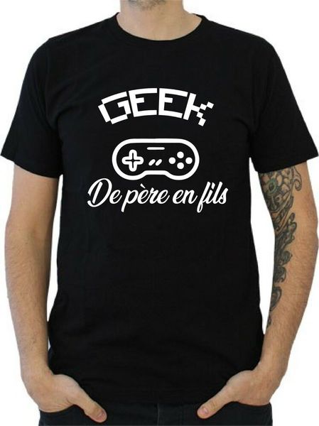 mens t-shirt geek from father to son, White;black 
mens t-shirt geek from father to son, White;black