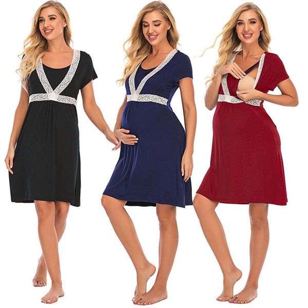 maternity dresses pregnant clothes summer women solid color breastfeeding nightdress pregnancy fashion casual dress pajamas 2021, White
maternity dresses pregnant clothes summer women solid color breastfeeding nightdress pregnancy fashion casual dress pajamas 2021, White