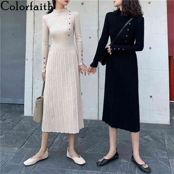 spring winter women dresses knitted empire long sweater buttons pleated elegant solid casual slim dr4765 210427, White;black
spring winter women dresses knitted empire long sweater buttons pleated elegant solid casual slim dr4765 210427, White;black
