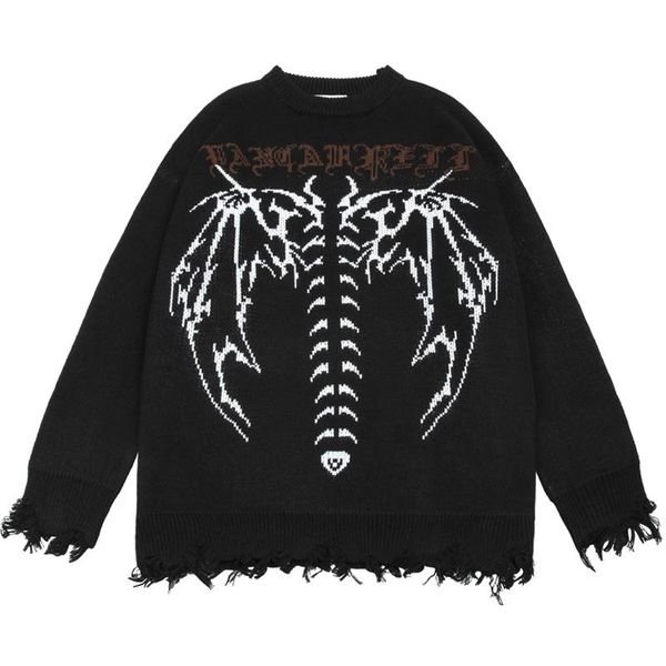 men's sweaters american streetwear thorns skeleton print ripped gothic sweater pullover men hip hop loose autumn harajuku knitted jum, White;black
men's sweaters american streetwear thorns skeleton print ripped gothic sweater pullover men hip hop loose autumn harajuku knitted jum, White;black