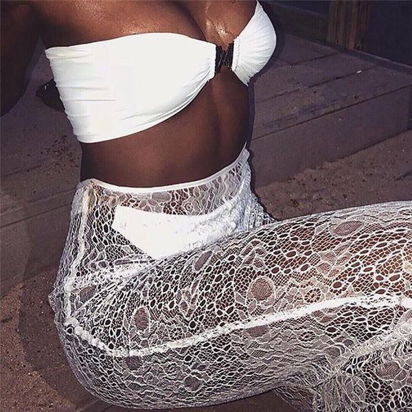 women's swimwear 2021 beach elastic waist pants lace perspective mesh holiday women swim, White;black
women's swimwear 2021 beach elastic waist pants lace perspective mesh holiday women swim, White;black