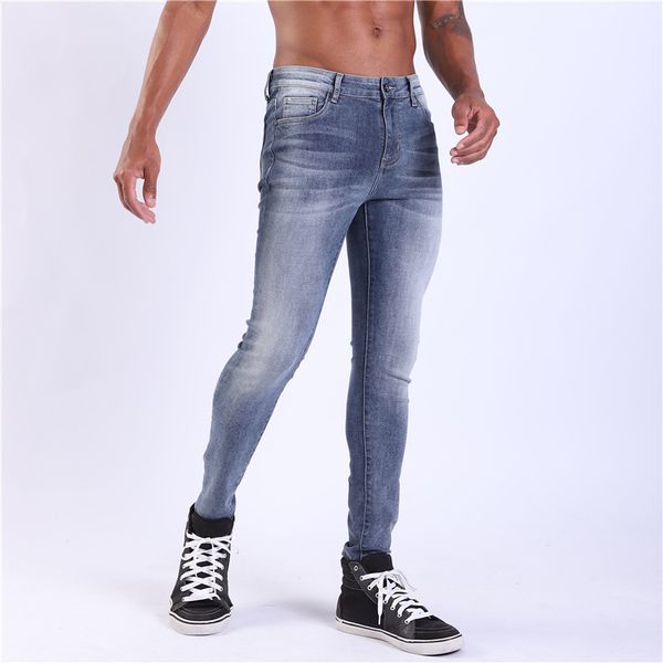fashion ny jeans slim fit blue casual pant long men
