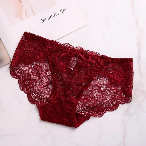 women's panties women transparent floral lace g-string low waist breathable hollow seamless thongs underwear plus size briefs -xl, Black;pink