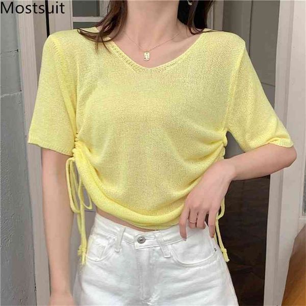 summer sunscreen knitted pullover knitwear women short sleeve v-neck drawstring korean hollow fashion jumpers femme 210513, White;black
summer sunscreen knitted pullover knitwear women short sleeve v-neck drawstring korean hollow fashion jumpers femme 210513, White;black