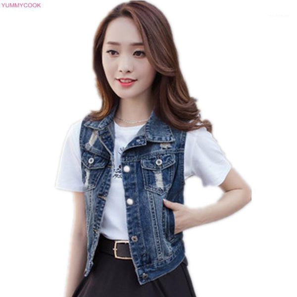 women's vests casual lapel jeans vest cotton short solid women denim pockets sleeveless autumn spring coats 509, Black;white
women's vests casual lapel jeans vest cotton short solid women denim pockets sleeveless autumn spring coats 509, Black;white