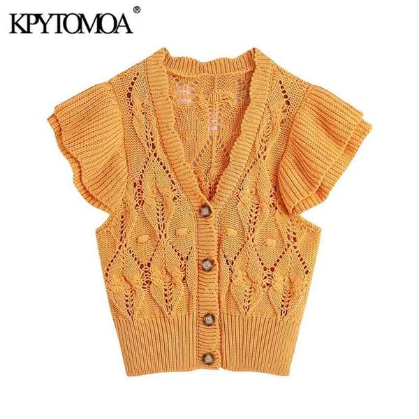 women fashion with ruffles cropped knitted vest sweater sleeveless button-up female waistcoat chic 210420, Black
women fashion with ruffles cropped knitted vest sweater sleeveless button-up female waistcoat chic 210420, Black