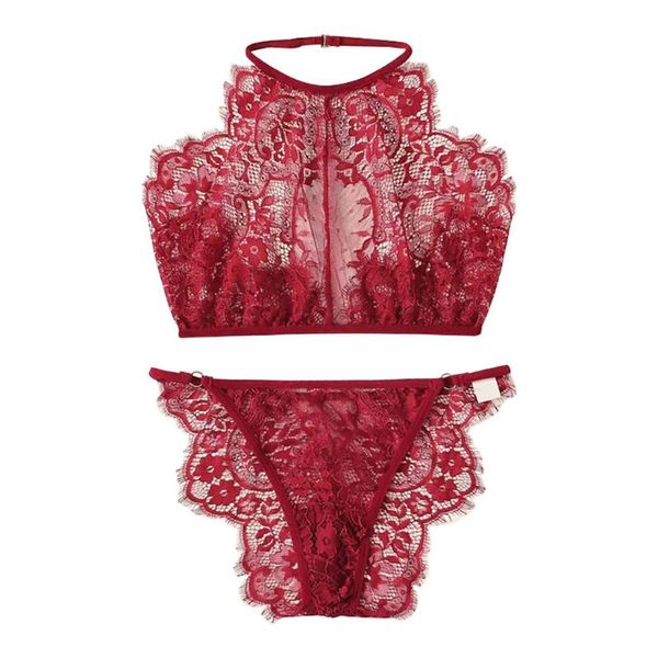 fashion women lace halter backless bra thong sleepwear lingerie set s-2xl lungerie party favor
fashion women lace halter backless bra thong sleepwear lingerie set s-2xl lungerie party favor