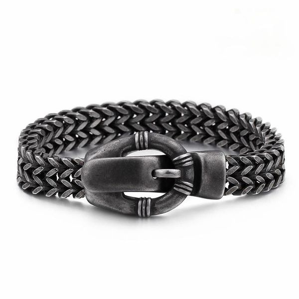 link, chain jewels punk belt buckle charm bracelets men 23cm stainless steel brushed matte link biker jewelry accessory, Black
link, chain jewels punk belt buckle charm bracelets men 23cm stainless steel brushed matte link biker jewelry accessory, Black