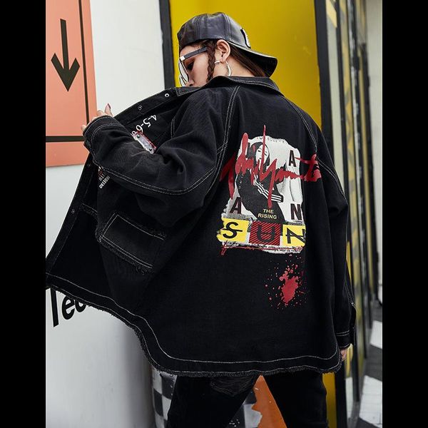 women's jackets punk jeans jacket spring printing denim basic coats for girl black cardigan patchwork xl women clothes sa367s30, Black;brown
women's jackets punk jeans jacket spring printing denim basic coats for girl black cardigan patchwork xl women clothes sa367s30, Black;brown