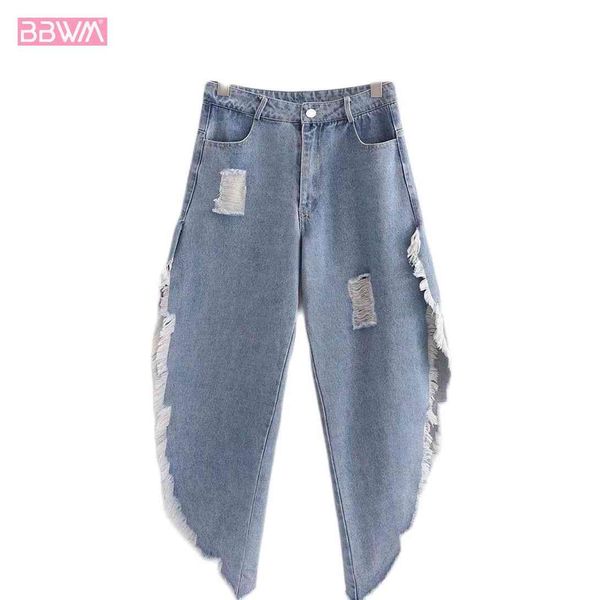 women fashion hollow loose distressed jeans temperament western wide-leg pants chic female trousers 210507, Blue
women fashion hollow loose distressed jeans temperament western wide-leg pants chic female trousers 210507, Blue