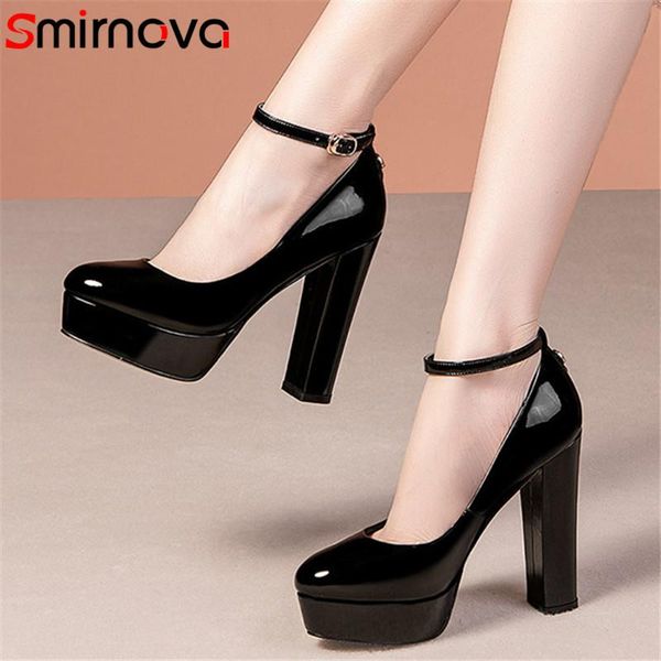 dress shoes smirnova 2021 est women pumps genuine leather round toe buckle thick high heel platform ladies party, Black
dress shoes smirnova 2021 est women pumps genuine leather round toe buckle thick high heel platform ladies party, Black