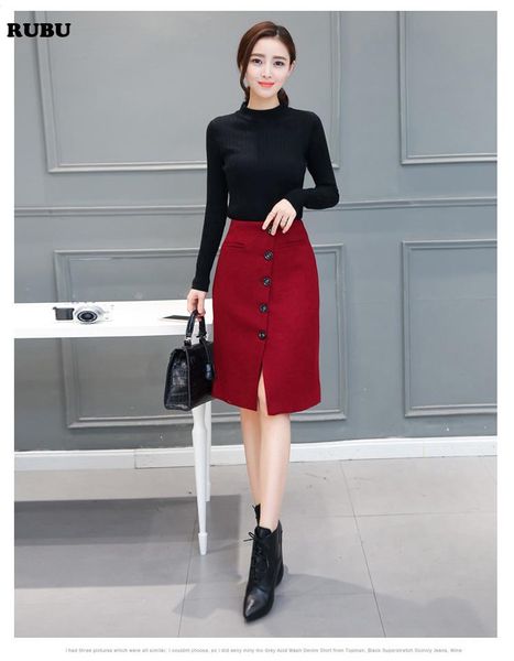 skirts 2021 autumn and winter women high waist knee length pencil skirt female woolen single breasted midi, Black
skirts 2021 autumn and winter women high waist knee length pencil skirt female woolen single breasted midi, Black