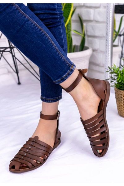 sandals women's brown slippers shoes er112, Black