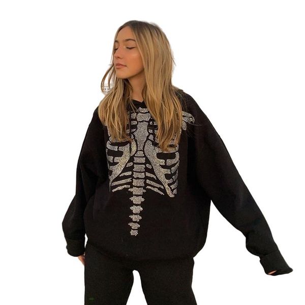 women's hoodies & sweatshirts 2021 fall women hoodie sparkle skull pull over drilling skeleton size girls, Black
women's hoodies & sweatshirts 2021 fall women hoodie sparkle skull pull over drilling skeleton size girls, Black