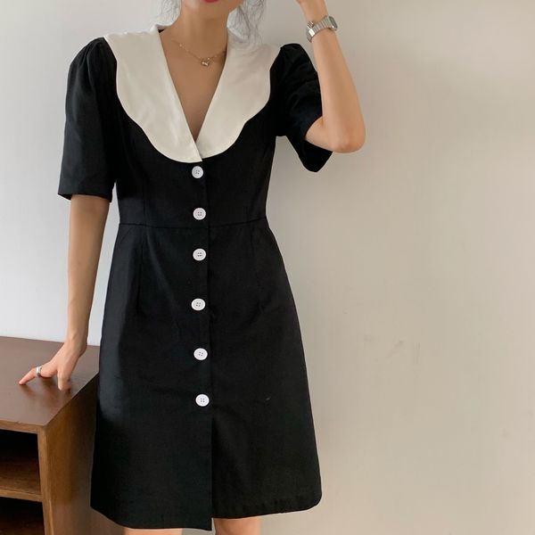 formal work wear summer dress women ol elegant v-neck single-breasted stitching color party dresses vestidos 210421, Black;gray
formal work wear summer dress women ol elegant v-neck single-breasted stitching color party dresses vestidos 210421, Black;gray