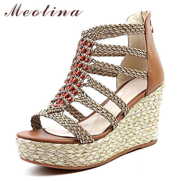 meotina summer gladiator sandals women shoes natural cow leather platform wedges high heel zipper bohemia lady 39, Black
meotina summer gladiator sandals women shoes natural cow leather platform wedges high heel zipper bohemia lady 39, Black