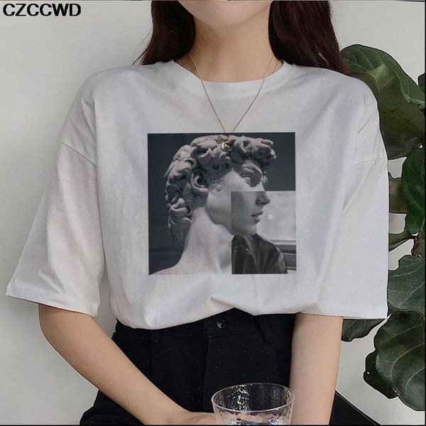 womens t shirt women david statue print summer gothic vintage korean clothing harajuku female camisas, White
womens t shirt women david statue print summer gothic vintage korean clothing harajuku female camisas, White