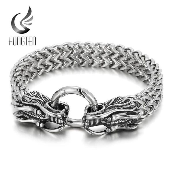 link, chain fongten dragon curb mesh men bracelet polished and blacken stainless steel punk viking bangle vintage jewelry gift, Black
link, chain fongten dragon curb mesh men bracelet polished and blacken stainless steel punk viking bangle vintage jewelry gift, Black