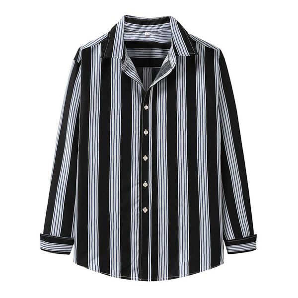 men's casual shirts autumn and spring long sleeves polyester cotton loose business striped harajuku vintage social, White;black
men's casual shirts autumn and spring long sleeves polyester cotton loose business striped harajuku vintage social, White;black