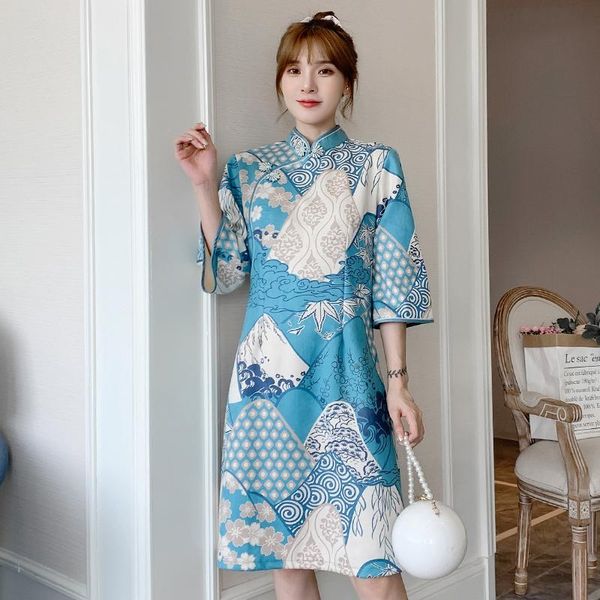 ethnic clothing elegant modern floral printed cheongsam dress 2021 half-sleeve shirt improved slit plus size chinese traditional, Red
ethnic clothing elegant modern floral printed cheongsam dress 2021 half-sleeve shirt improved slit plus size chinese traditional, Red