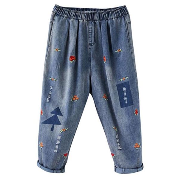 women's jeans women summer autumn baggy elastic waist korea style ripped pants female embroidery oversize loose harem trousers cloth, Blue
women's jeans women summer autumn baggy elastic waist korea style ripped pants female embroidery oversize loose harem trousers cloth, Blue