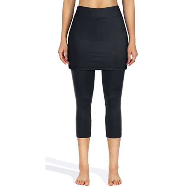 women sports tennis seamless capris fitness women's skirted leggings pockets elastic skirts push up legging 2021, Black
women sports tennis seamless capris fitness women's skirted leggings pockets elastic skirts push up legging 2021, Black