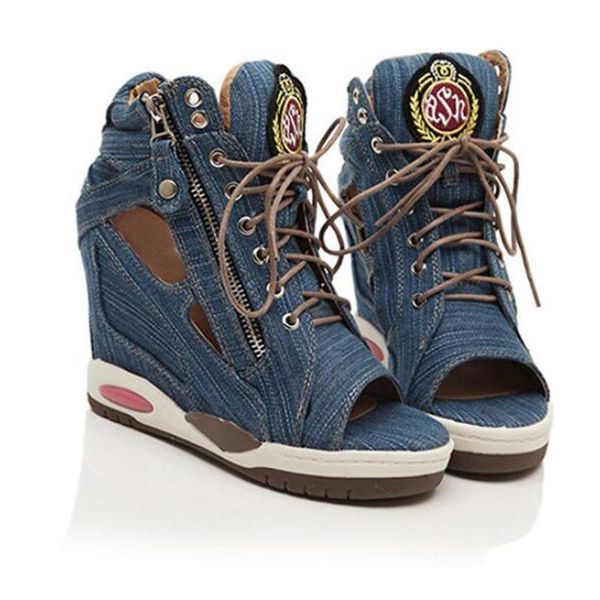 sandals in summer increased wedge heels fashion boots and waterproof taiwan denim canvas belt fish mouth open-toed women, Black
sandals in summer increased wedge heels fashion boots and waterproof taiwan denim canvas belt fish mouth open-toed women, Black