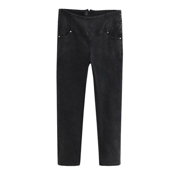 women's leggings women 2021 spring oversize pencil pants clothes high waist zipper imitation denim fabric stretch plus size bottoms, Black
women's leggings women 2021 spring oversize pencil pants clothes high waist zipper imitation denim fabric stretch plus size bottoms, Black