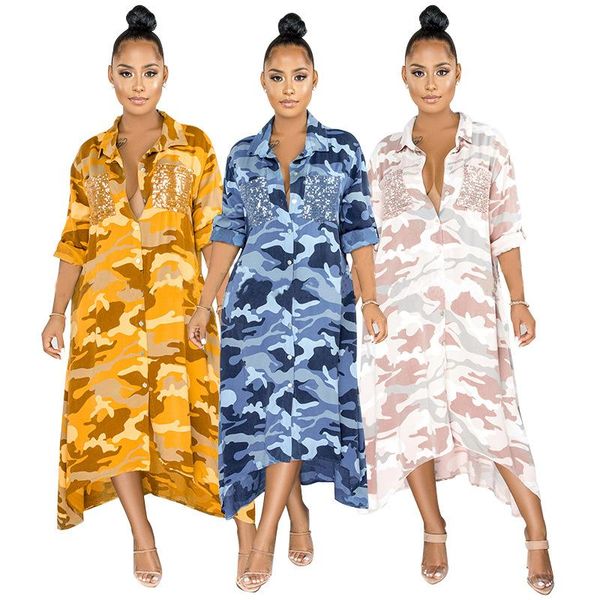 casual dresses 2021 women long sleeve camouflage printed shirt dress autumn loose style oversize, Black;gray
casual dresses 2021 women long sleeve camouflage printed shirt dress autumn loose style oversize, Black;gray