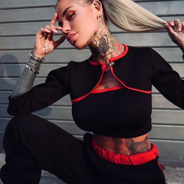 women's hoodies & sweatshirts gothic black bodycon splicing red strip nine crop goth punk vintage dark short paragraph long sleeve butt
women's hoodies & sweatshirts gothic black bodycon splicing red strip nine crop goth punk vintage dark short paragraph long sleeve butt