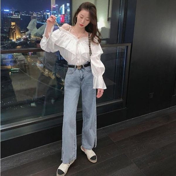 mosimolly washed denim jeans pants women streetwear wide leg floor length long femable bottom 2021 trendy women's, Blue
mosimolly washed denim jeans pants women streetwear wide leg floor length long femable bottom 2021 trendy women's, Blue