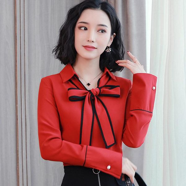 women's blouses & shirts korean chiffon women shirt long sleeve blouse red office lady v neck bow plus size camisas mujer, White
women's blouses & shirts korean chiffon women shirt long sleeve blouse red office lady v neck bow plus size camisas mujer, White