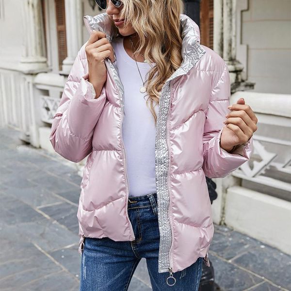 women's jackets winter coats 2021 autumn fashion black glossy stand collar parkas jacket women shinny padded cotton coat, Black;brown
women's jackets winter coats 2021 autumn fashion black glossy stand collar parkas jacket women shinny padded cotton coat, Black;brown
