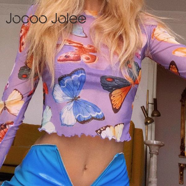 women fashion retro butterfly print mesh t shirt harajuku cropped long sleeve o neck slim transparent 210428, White
women fashion retro butterfly print mesh t shirt harajuku cropped long sleeve o neck slim transparent 210428, White
