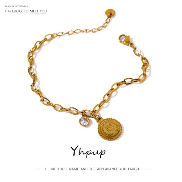 charm bracelets yhpup exquisite cz round pendant chain bracelet women stainless steel jewelry delicate cubic zirconia gold color wrist, Golden;silver
charm bracelets yhpup exquisite cz round pendant chain bracelet women stainless steel jewelry delicate cubic zirconia gold color wrist, Golden;silver