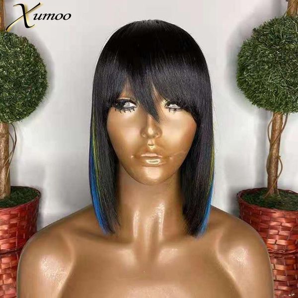 lace wigs xumoo highlight color short bob with bangs rainbow cosplay remy brazilian human hiar pre plucked front for women, Black;brown
lace wigs xumoo highlight color short bob with bangs rainbow cosplay remy brazilian human hiar pre plucked front for women, Black;brown
