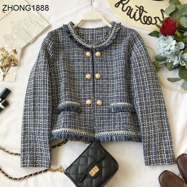 women's wool & blends autumn and winter fashion small fragrance woven tassel tweed short suit coat slim fit, Black
women's wool & blends autumn and winter fashion small fragrance woven tassel tweed short suit coat slim fit, Black