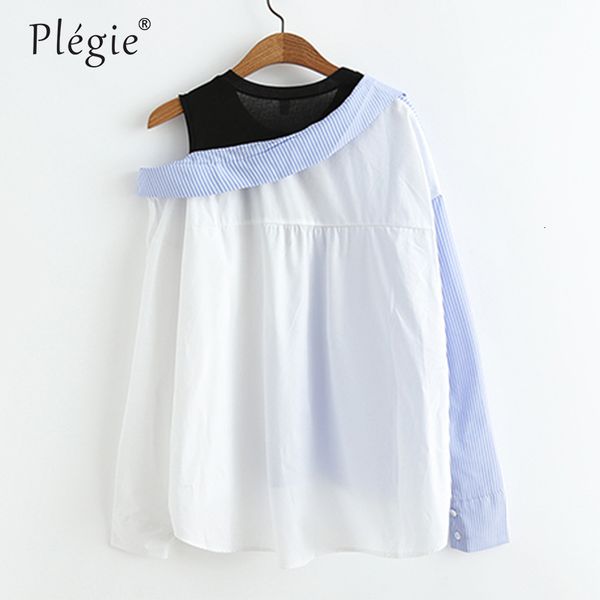 plegie contrast patchwork blouse women asymmetric open shoulder fashion striped casual dip hem shirt, White
plegie contrast patchwork blouse women asymmetric open shoulder fashion striped casual dip hem shirt, White