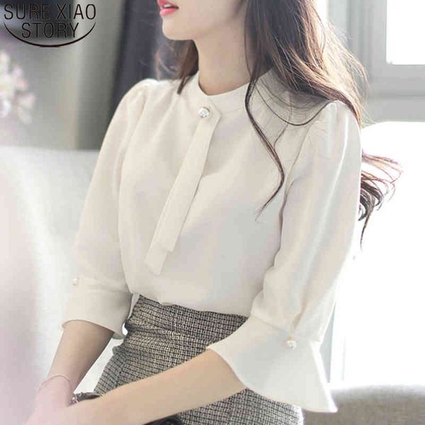 summer chiffon shirts white blouse office lady women solid beaded half flare sleeve ol style loose o-neck blusas 10167 210417
summer chiffon shirts white blouse office lady women solid beaded half flare sleeve ol style loose o-neck blusas 10167 210417