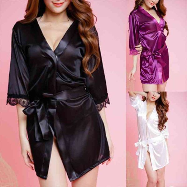 lace satin sleepwear women ladies night dress lingerie nighties v-neck nightdress lace up loose nightgown robe with panties, Black;red
lace satin sleepwear women ladies night dress lingerie nighties v-neck nightdress lace up loose nightgown robe with panties, Black;red