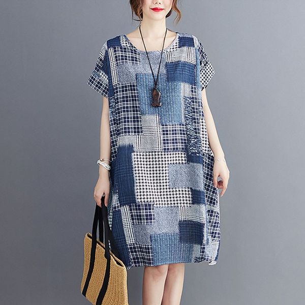 women cotton linen casual dresses new arrival summer vintage style o-neck plaid print loose female knee-length dress s2719 210412, Black;gray
women cotton linen casual dresses new arrival summer vintage style o-neck plaid print loose female knee-length dress s2719 210412, Black;gray