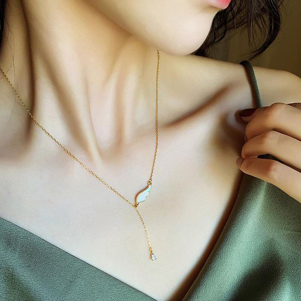 pendant necklaces women's wing necklace water drop simple clavicle chain gold plated personality ol jewelry, Silver
pendant necklaces women's wing necklace water drop simple clavicle chain gold plated personality ol jewelry, Silver