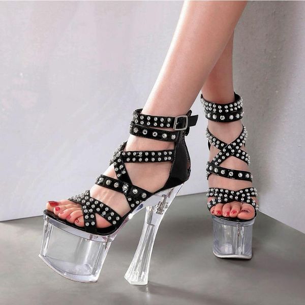 party 2021 women shoes nighclub ultra high heels transparent platform rivet buckle strap sandals, Black
party 2021 women shoes nighclub ultra high heels transparent platform rivet buckle strap sandals, Black