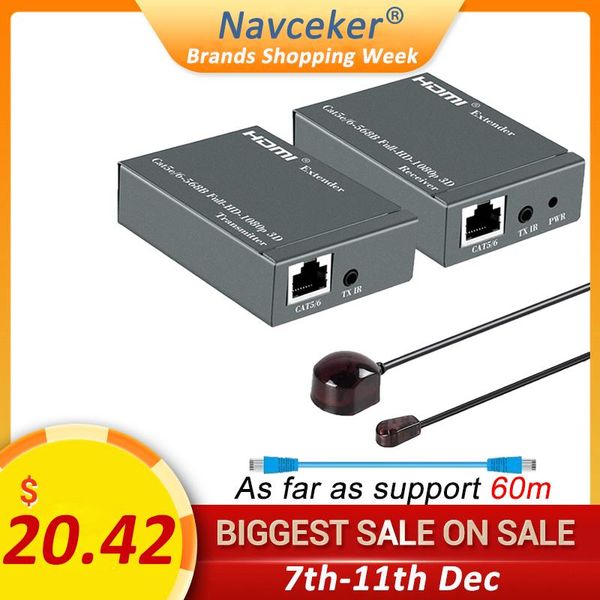 audio cables & connectors zy-ht205p rj45 extender 60m no delay loss 1080p over utp cat5e cat6 with ir loop out
audio cables & connectors zy-ht205p rj45 extender 60m no delay loss 1080p over utp cat5e cat6 with ir loop out