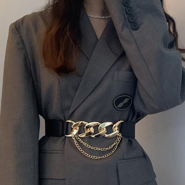 belts elastic gold chain belt tassel metal for women stretch cummerbunds waist cinturon mujer punk strap cintos, Black;brown 
belts elastic gold chain belt tassel metal for women stretch cummerbunds waist cinturon mujer punk strap cintos, Black;brown