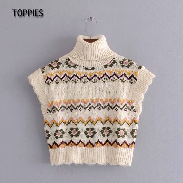 ies vintage jacquard vest woman knitted waistcoat turtlneck sweater female cropped fashion clothes 210412, White;black
ies vintage jacquard vest woman knitted waistcoat turtlneck sweater female cropped fashion clothes 210412, White;black