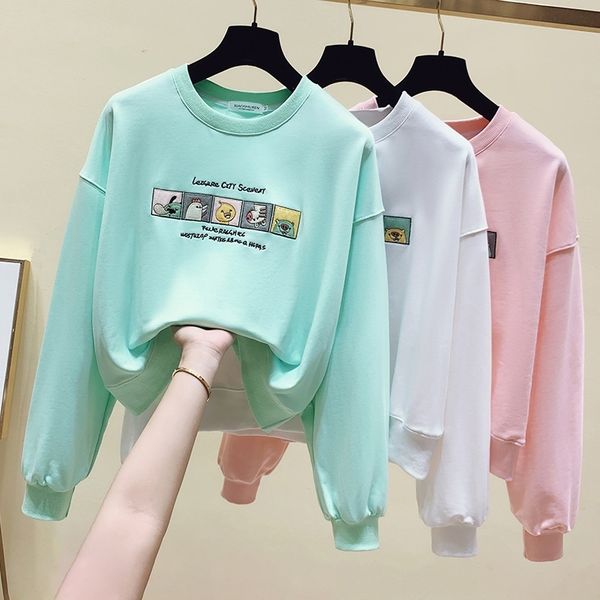 3151# cartoon round neck sweater female embroidery 2021 autumn winter korean loose chic top, Black
3151# cartoon round neck sweater female embroidery 2021 autumn winter korean loose chic top, Black