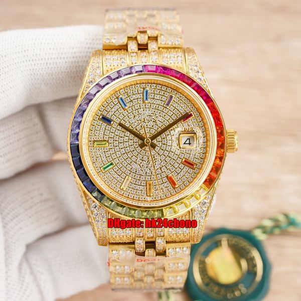 8 styles luxury watches 41mm datejust rainbow iced out full diamond cal.3255 automatic mens watch pavé diamonds dial 18k gold bracelet gents, Slivery;brown
8 styles luxury watches 41mm datejust rainbow iced out full diamond cal.3255 automatic mens watch pavé diamonds dial 18k gold bracelet gents, Slivery;brown